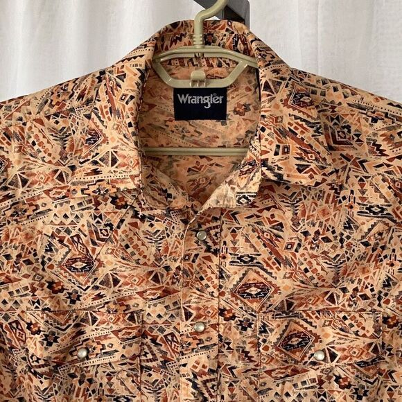 Wrangler Checotah Aztec Pearl Snap Long Sleeve Western Shirt Men’s Medium - Picture 4 of 9